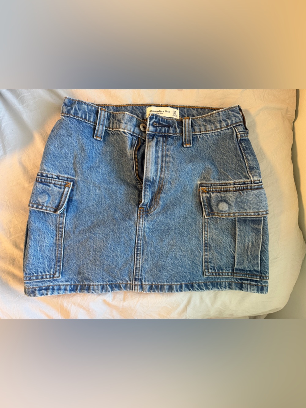 Abercrombie Denim Cargo Mini Skirt in Light Blue